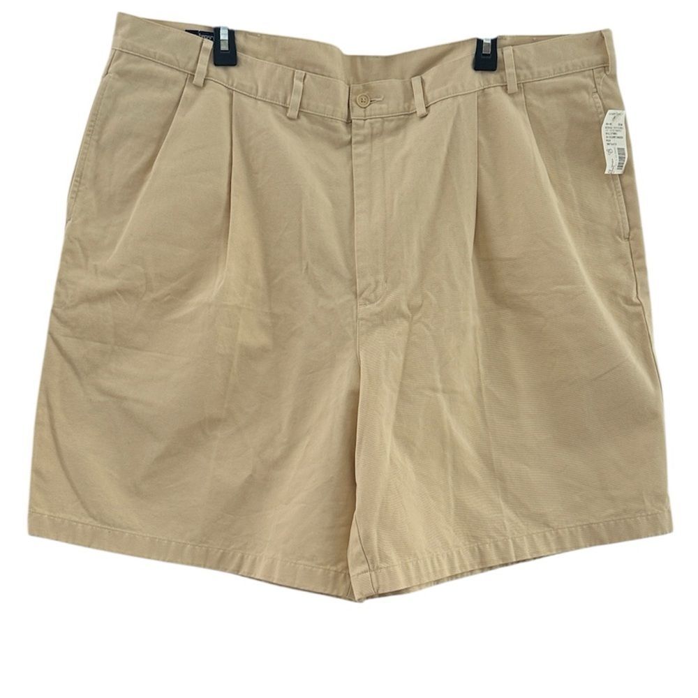 Vintage 1985 Men’s Pleated Shorts Lands End 100% Cotton NEW Light Wheat Size 44
